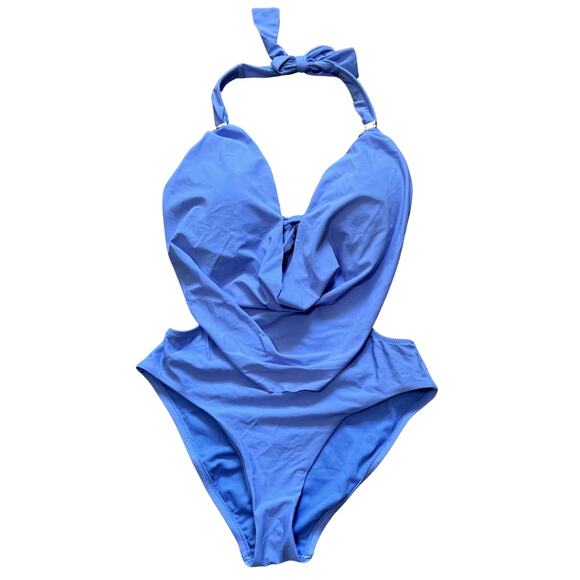 BAR III Core Solids Cowl Cutout Periwinkle Purple Monokini One Piece Swim NWT S - Picture 3 of 8